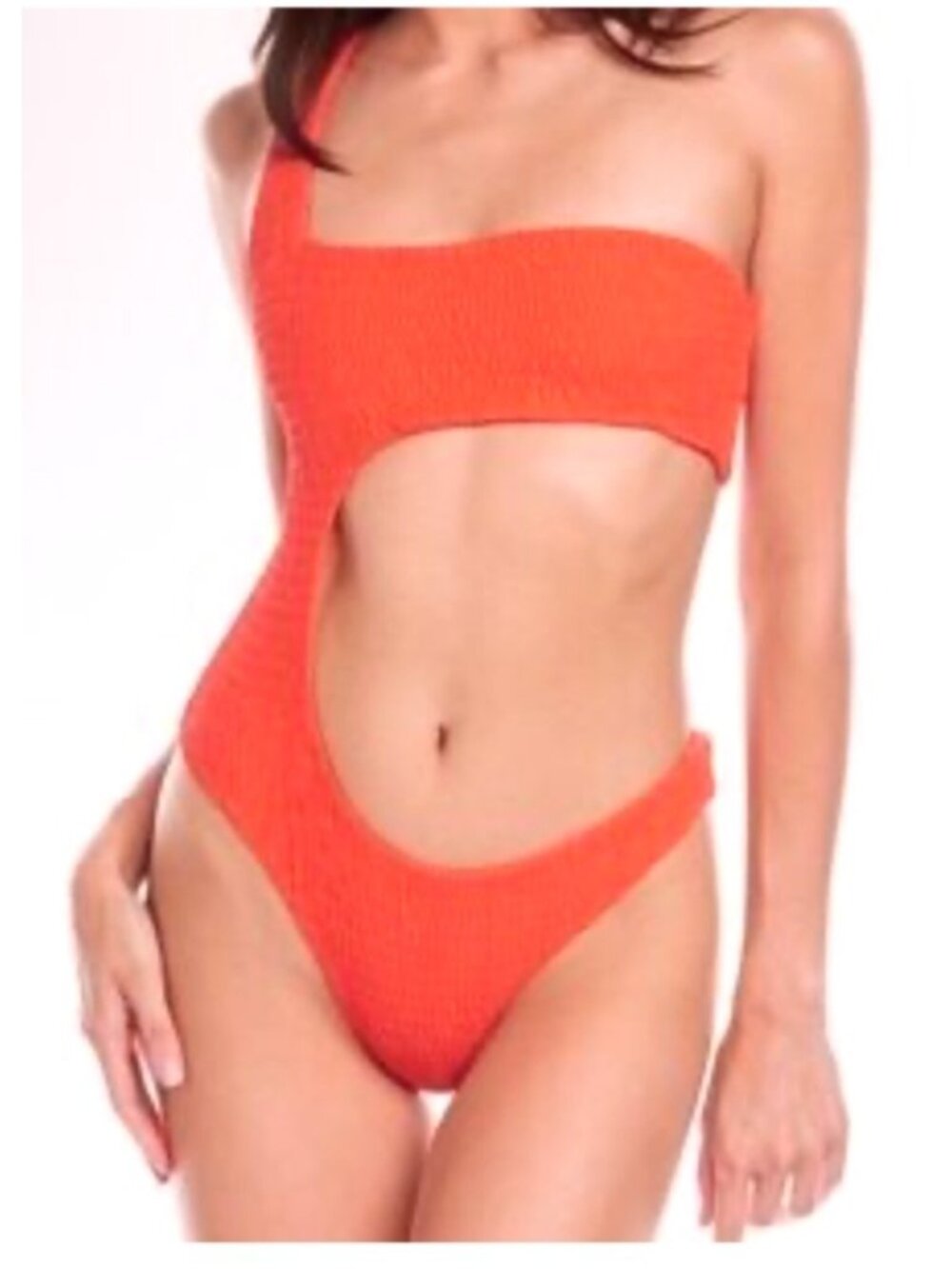 WeWoreWhat One-Shoulder Cutout Textured One Piece Swimsuit Red Sz S/P